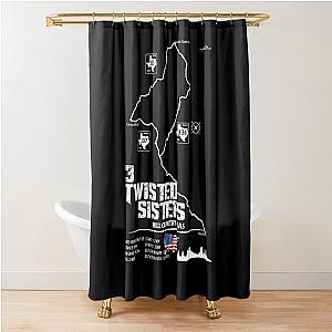 Three Sisters Twisted Sisters Texas Motorcycle Trail Map Sticker T-shirt 02 Shower Curtain