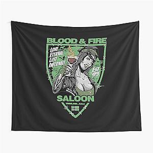 Type O Negative Blood Fire Saloon Front And Back Green The Popular Child's Band Has Long Hair To Show The Rock Style That Is Loved By The Audience Tapestry