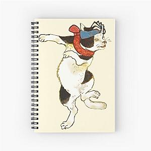 Vintage Japanese Dancing Cat Ukiyo-e Art Spiral Notebook