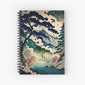 Ukiyo e style Landscape Spiral Notebook