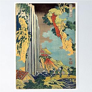 Hokusai Japanese Ukiyoe Art: Ono Waterfall at the Kisokaido Poster