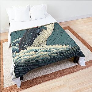 Oceanic Odyssey - A Whale in the Sea Ukiyo-e Comforter