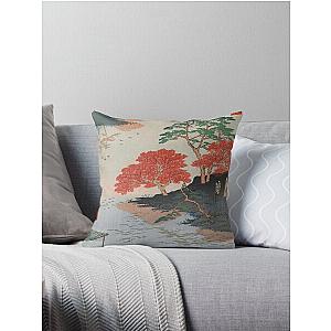 Inside Akiba Shrine Vintage Ukiyo-e Japanese Art Throw Pillow