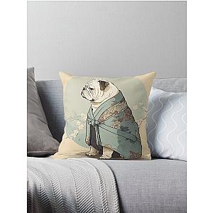 English Bulldog Ukiyo-e Painting v2 Throw Pillow