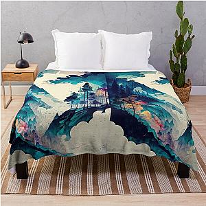 Ukiyo e style Landscape Throw Blanket