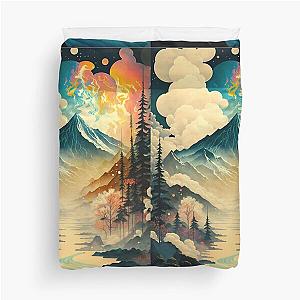 Ukiyo e style Landscape Duvet Cover