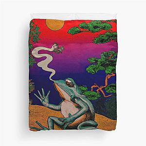 Ukiyo-e Painting of Frog Smoking Duvet Cover