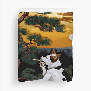 Ukiyo-e Painting of Dog Smoking Duvet Cover