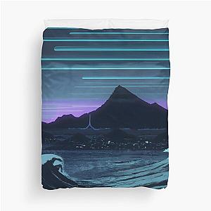 "Calm Down" - Japanese Ukiyo-e Retrowave Duvet Cover