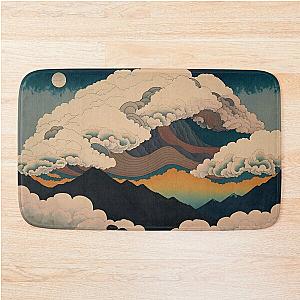 Japanese Mountain Landscape - Ukiyo-e Style Bath Mat