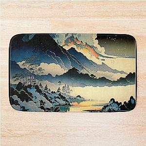 Landscape Painting, ukiyo-e art style Bath Mat