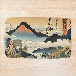 Vintage Asian Mountains in Japanese Ukiyo-e Style Bath Mat