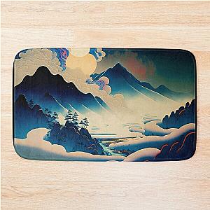 Landscape Painting, ukiyo-e art style Bath Mat