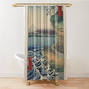 Japanese art woodblock ukiyo e Boushū hota no kaigan Shower Curtain