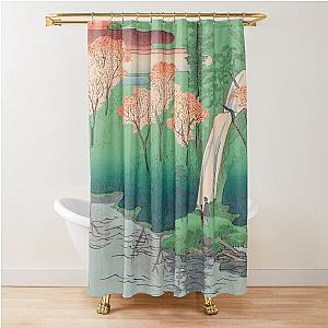 Spring Chiyogaike Pond Vintage Ukiyo-e Japanese Art Shower Curtain