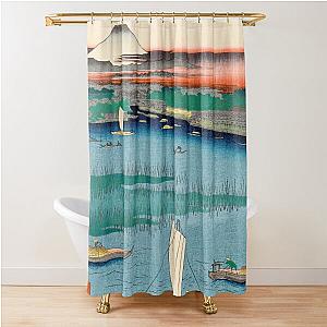 Mount Fuji over Sumida River Vintage Ukiyo-e Japanese Art Shower Curtain