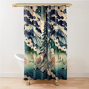 Ukiyo e style Landscape Shower Curtain