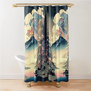 Ukiyo e style Landscape Shower Curtain