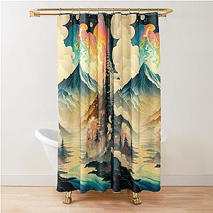 Ukiyo e style Landscape Shower Curtain