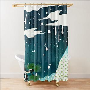 ukiyo-e snowy abstraction Shower Curtain