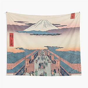 Mount Fuji above Ancient Street Ukiyo-e Japanese Art Tapestry