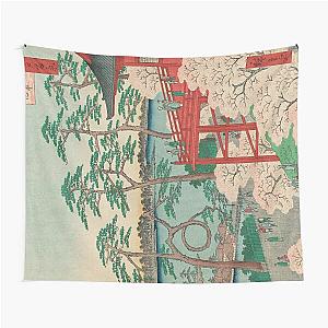 Spring Blossoms and Pond Ukiyo-e Japanese Art Tapestry