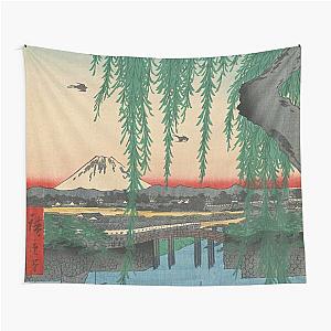 Mount Fuji from Yatsumi Bridge Ukiyo-e Japanese Art Tapestry