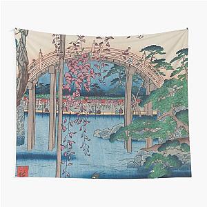 Summer Shrine Vintage Ukiyo-e Woodblock Print Tapestry