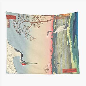 Red-crowned crane Vintage Ukiyo-e Japanese Art Tapestry