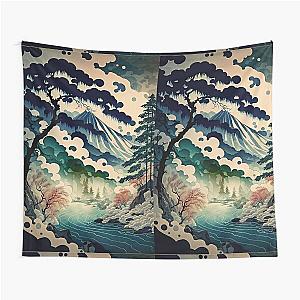 Ukiyo e style Landscape Tapestry