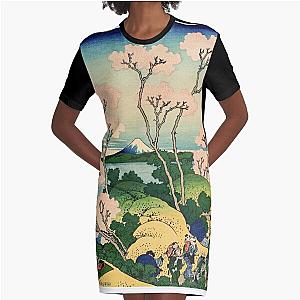 Top Best Alternative Fuji From Goten Yama Hokusai Japanese Print Ukiyoe Woodblock Graphic T-Shirt Dress