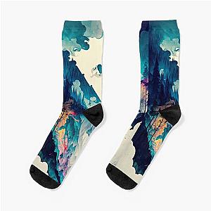 Ukiyo e style Landscape Socks