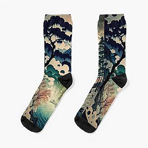 Ukiyo e style Landscape Socks