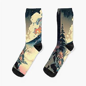 Ukiyo e style Landscape Socks