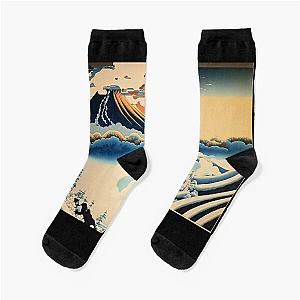 Landscape Painting, ukiyo-e art style Socks