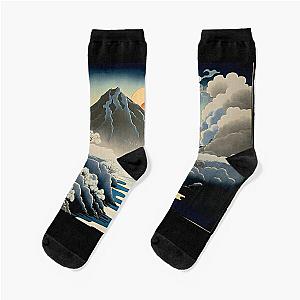 Landscape Painting, ukiyo-e art style Socks