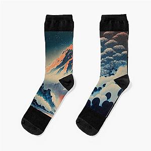 Landscape Painting, ukiyo-e art style Socks