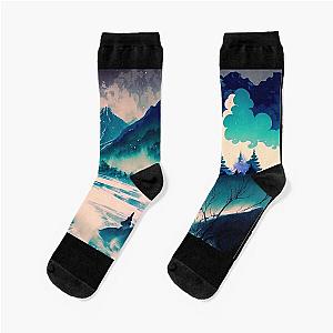 Landscape Painting, ukiyo-e art style Socks