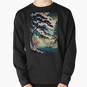 Ukiyo e style Landscape Pullover Sweatshirt