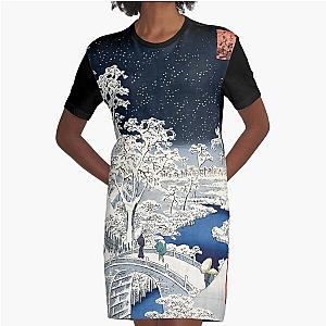 Ukiyo e Utagawa Hiroshige. Bridge at Meguro and Sunset Hill Graphic T-Shirt Dress