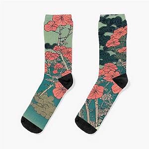 ukiyo e pink flowers Socks