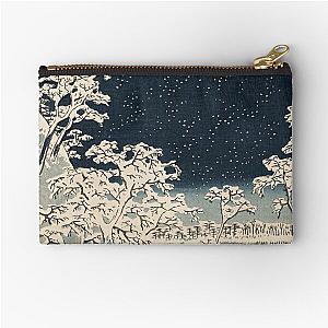 Drum Bridge in Snow Vintage Ukiyo-e Japanese Art Zipper Pouch