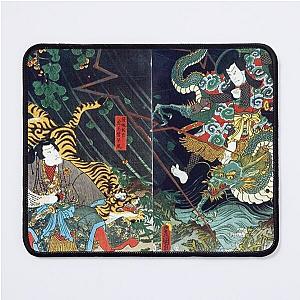 Tiger and Dragon Japanese Woodblock Ukiyoe Design Art Mouse Pad