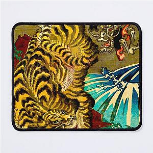 Dragon Fighting Tiger Hiroshige Japanese Retro Art Hokusai Ukiyo-e Mouse Pad