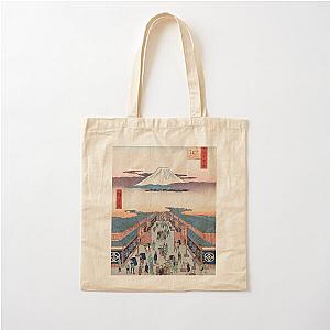 Mount Fuji above Ancient Street Ukiyo-e Japanese Art Cotton Tote Bag