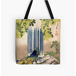 Hokusai Japanese Ukiyoe Art: Yoro Waterfall in Mino Province All Over Print Tote Bag