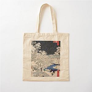 Drum Bridge in Snow Vintage Ukiyo-e Japanese Art Cotton Tote Bag