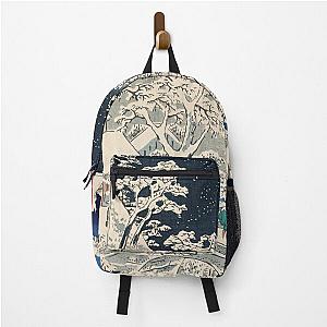 Drum Bridge in Snow Vintage Ukiyo-e Japanese Art Backpack