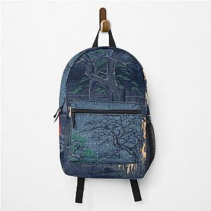 Foxes at Night Shrine Vintage Ukiyo-e Japanese Art Backpack