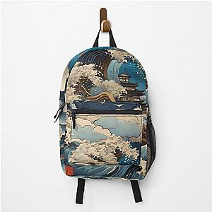 Great waves and clouds  japanese ukiyo Backpack